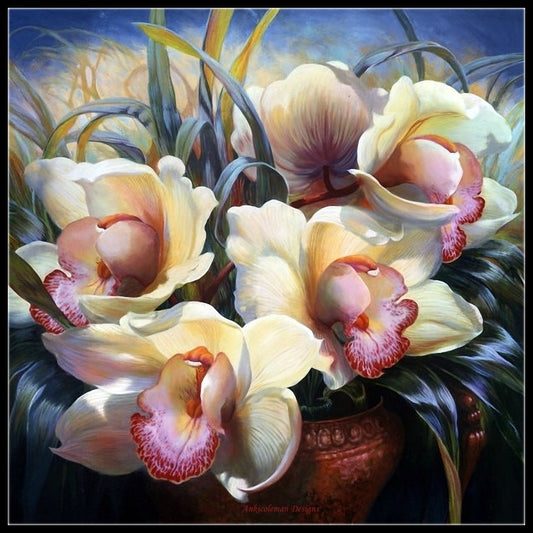 Orchid Sonata - Counted Cross Stitch Patterns Embroidery Crafts Needlework DIY Chart DMC Color