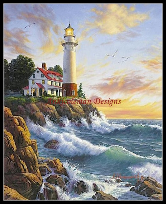 Lighthouse - Counted Cross Stitch Patterns Embroidery Crafts Needlework DIY Chart DMC Color