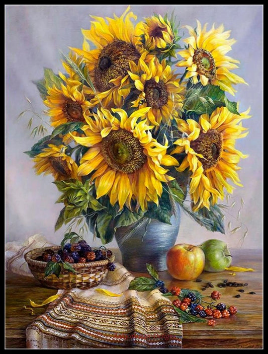 Sunflowers 2 - Counted Cross Stitch Patterns Embroidery Crafts Needlework DIY Chart DMC Color
