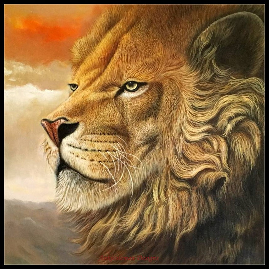 Portrait of Lion 3 - Counted Cross Stitch Patterns Embroidery Crafts Needlework DIY Chart DMC Color