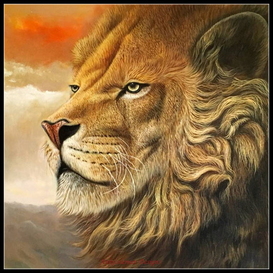 Portrait of Lion 3 - Counted Cross Stitch Patterns Embroidery Crafts Needlework DIY Chart DMC Color