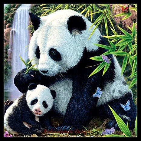 Panda - Counted Cross Stitch Patterns Embroidery Crafts Needlework DIY Chart DMC Color