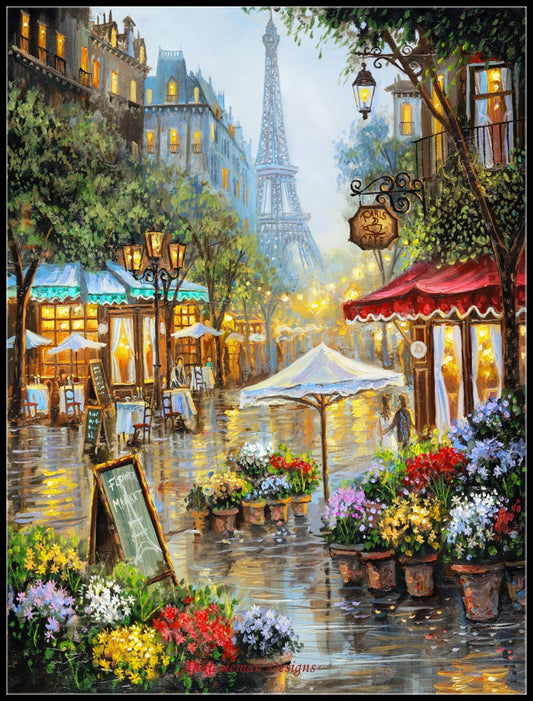 Paris Flower Market 2 - Counted Cross Stitch Patterns Embroidery Crafts Needlework DIY Chart DMC Color