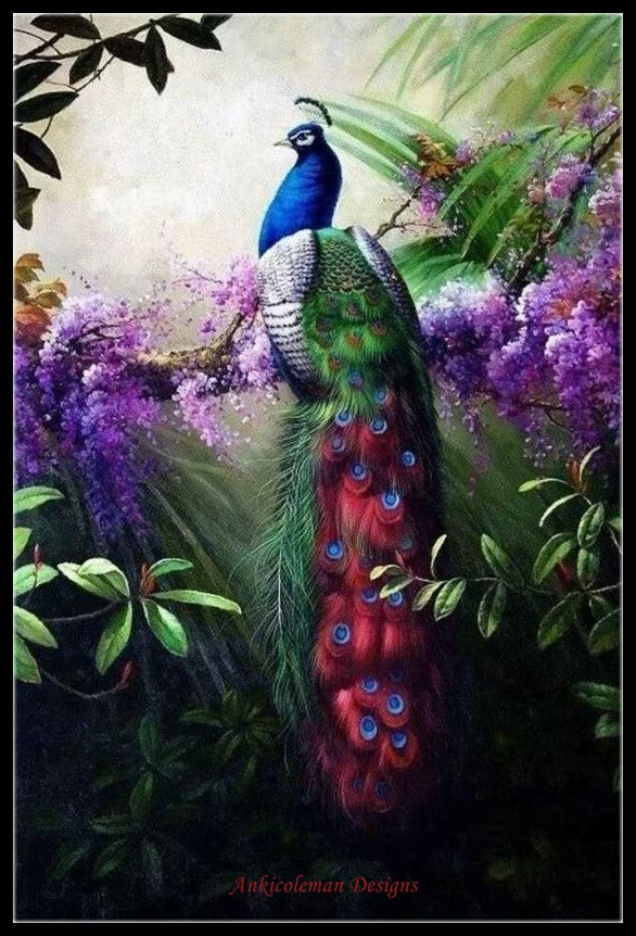 Peacock 3 - Counted Cross Stitch Patterns Embroidery Crafts Needlework DIY Chart DMC Color