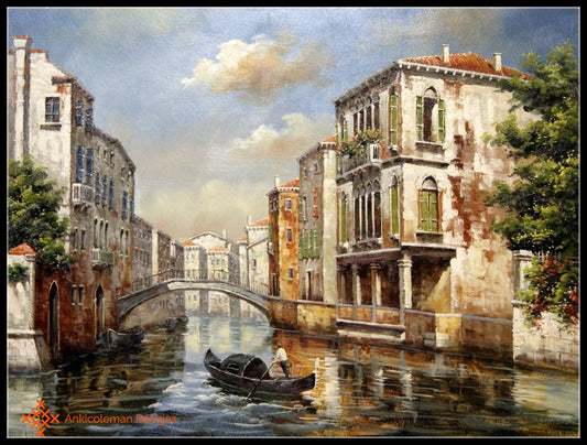 Venetian Boats - Counted Cross Stitch Patterns Embroidery Crafts Needlework DIY Chart DMC Color