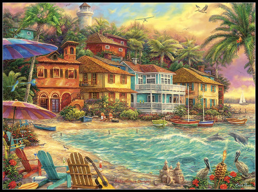 Island Time - Counted Cross Stitch Patterns Embroidery Crafts Needlework DIY Chart DMC Color