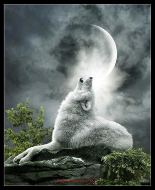 Night Wolf 3 - Counted Cross Stitch Patterns Embroidery Crafts Needlework DIY Chart DMC Color