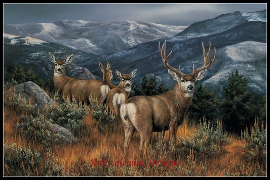 Mule Deer - Counted Cross Stitch Patterns Embroidery Crafts Needlework DIY Chart DMC Color