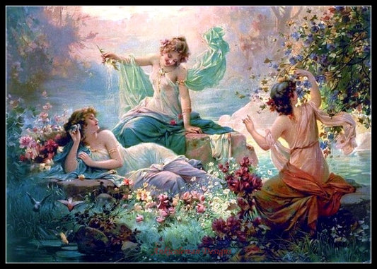 Nymphs - Counted Cross Stitch Patterns Embroidery Crafts Needlework DIY Chart DMC Color