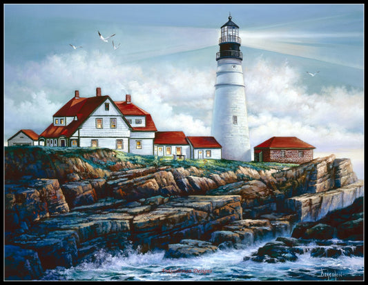Portland Head Lighthouse - Counted Cross Stitch Patterns Embroidery Crafts Needlework DIY Chart DMC Color