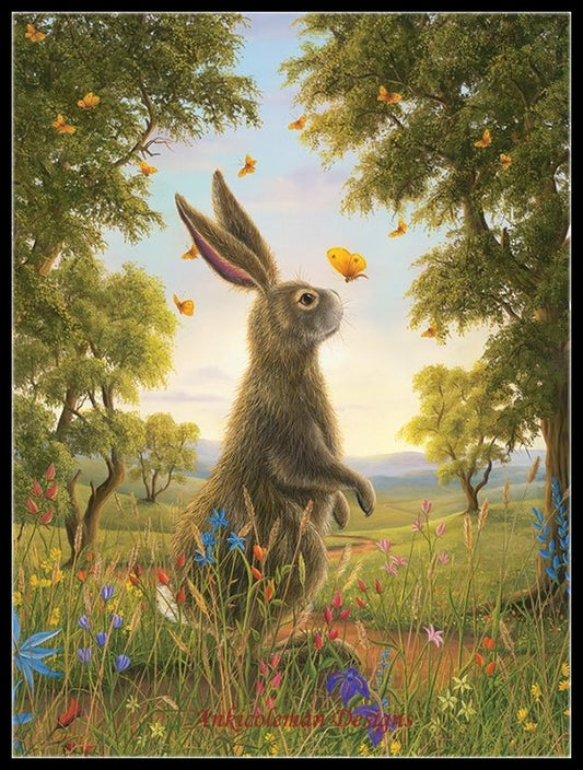Rabbit’s Kiss - Counted Cross Stitch Patterns Embroidery Crafts Needlework DIY Chart DMC Color