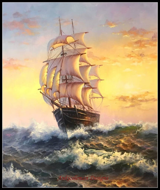 Ship - Counted Cross Stitch Patterns Embroidery Crafts Needlework DIY Chart DMC Color