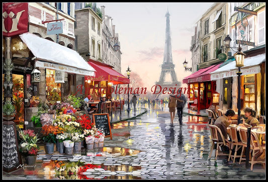 Paris Flower Shop - Counted Cross Stitch Patterns Embroidery Crafts Needlework DIY Chart DMC Color