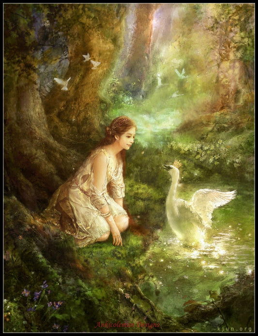 Leda and the Swan - Counted Cross Stitch Patterns Embroidery Crafts Needlework DIY Chart DMC Color
