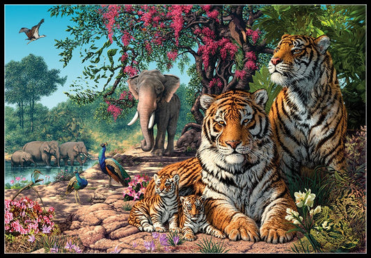 Tiger Sanctuary - Counted Cross Stitch Patterns Embroidery Crafts Needlework DIY Chart DMC Color
