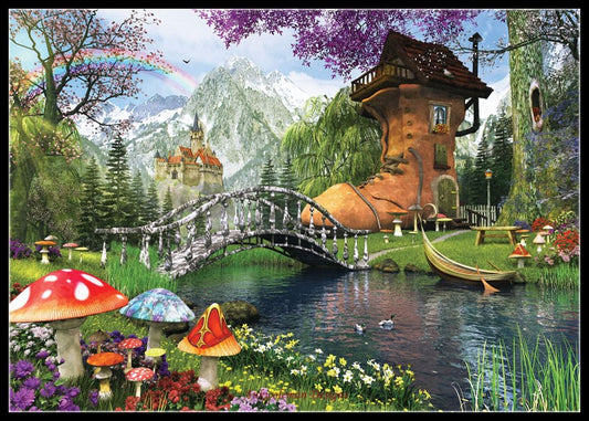 The Old Shoe House - Counted Cross Stitch Patterns Embroidery Crafts Needlework DIY Chart DMC Color