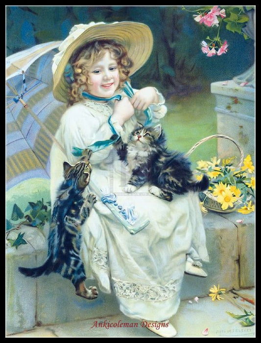 Playful Kittens - Counted Cross Stitch Patterns Embroidery Crafts Needlework DIY Chart DMC Color