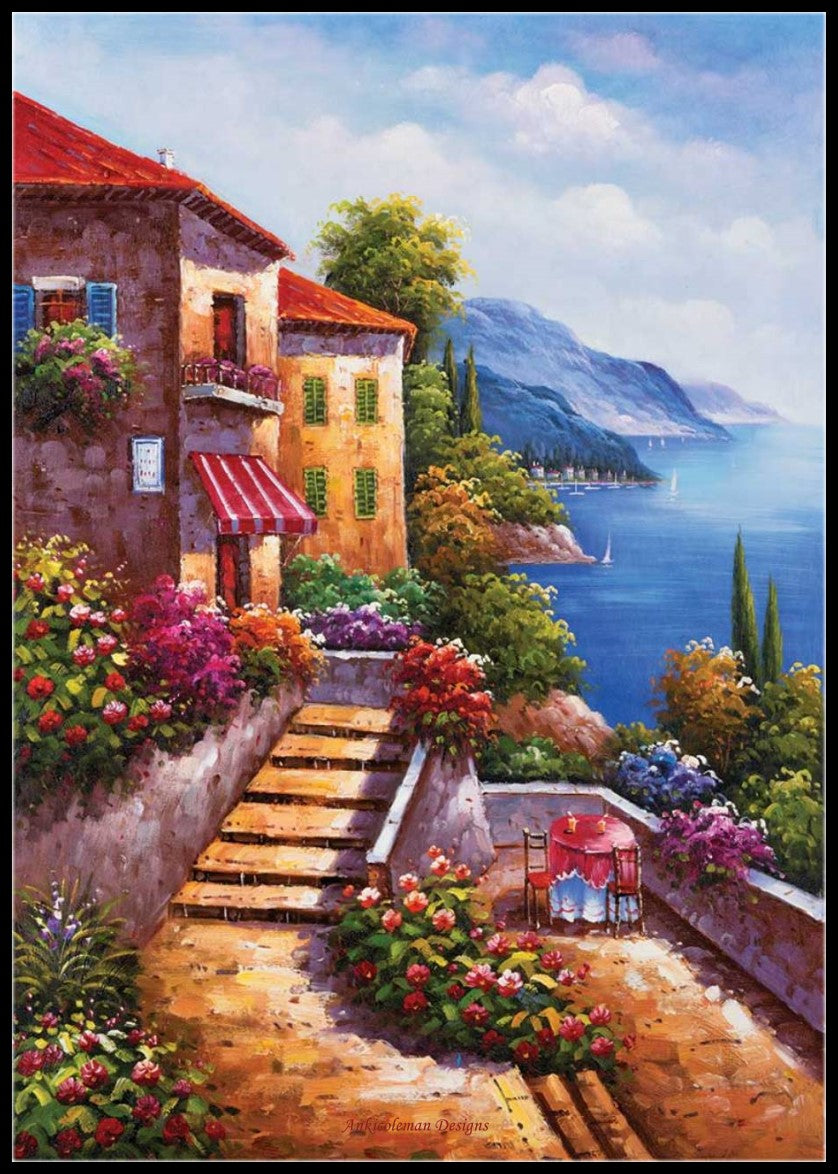 Stairs to Home - Counted Cross Stitch Patterns Embroidery Crafts Needlework DIY Chart DMC Color