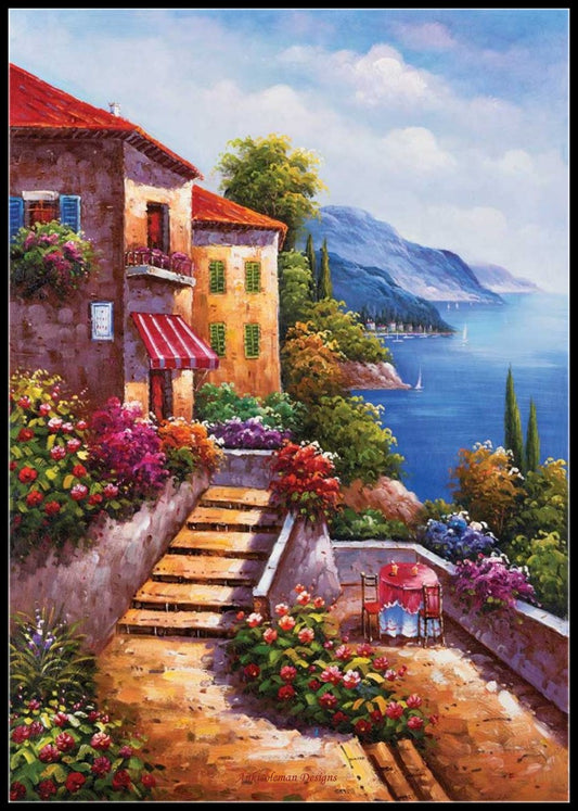 Stairs to Home - Counted Cross Stitch Patterns Embroidery Crafts Needlework DIY Chart DMC Color