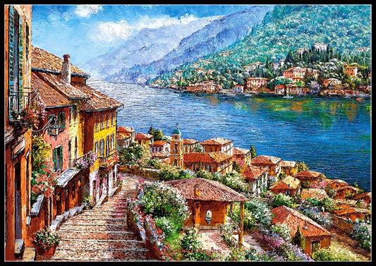 Lake Como - Counted Cross Stitch Patterns Embroidery Crafts Needlework DIY Chart DMC Color