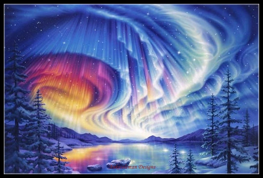Aurora Lake - Counted Cross Stitch Patterns Embroidery Crafts Needlework DIY Chart DMC Color