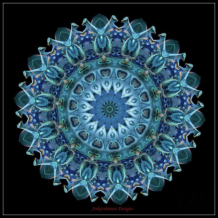 Blue and Aqua Mandala 2 - Counted Cross Stitch Patterns Embroidery Crafts Needlework DIY Chart DMC Color