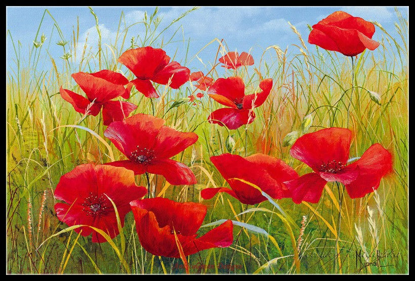 Poppies Field 16 - Counted Cross Stitch Patterns Embroidery Crafts Needlework DIY Chart DMC Color
