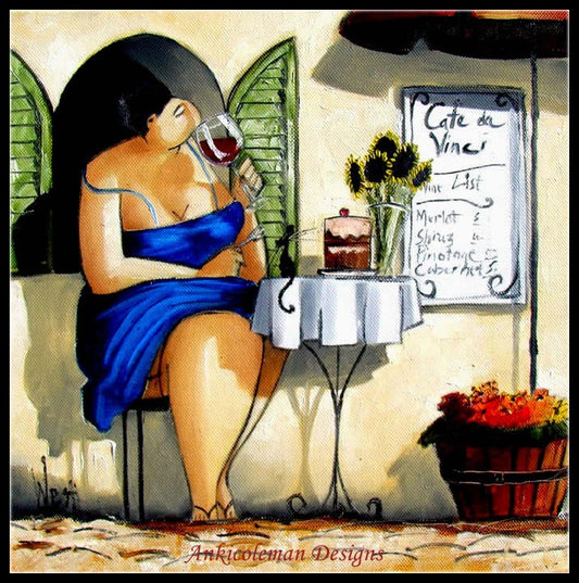 Wine Tasting at Cafe da Vinci - Counted Cross Stitch Patterns Embroidery Crafts Needlework DIY Chart DMC Color