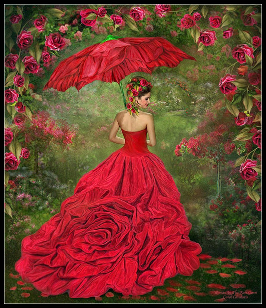 Woman in the Rose Gown - Counted Cross Stitch Patterns Embroidery Crafts Needlework DIY Chart DMC Color