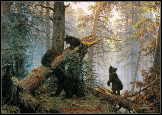 Morning in a Pine Forest - Counted Cross Stitch Patterns Embroidery Crafts Needlework DIY Chart DMC Color