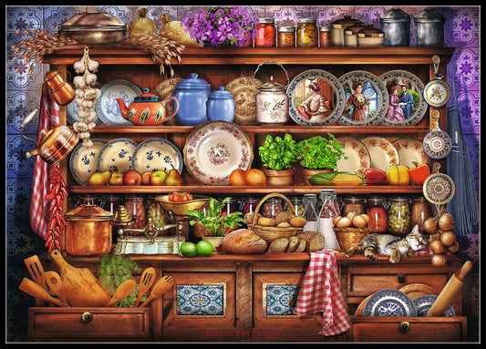 Mum's Kitchen Dresser - Counted Cross Stitch Patterns Embroidery Crafts Needlework DIY Chart DMC Color