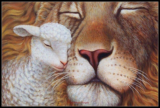 The Lion and the Lamb - Counted Cross Stitch Patterns Embroidery Crafts Needlework DIY Chart DMC Color