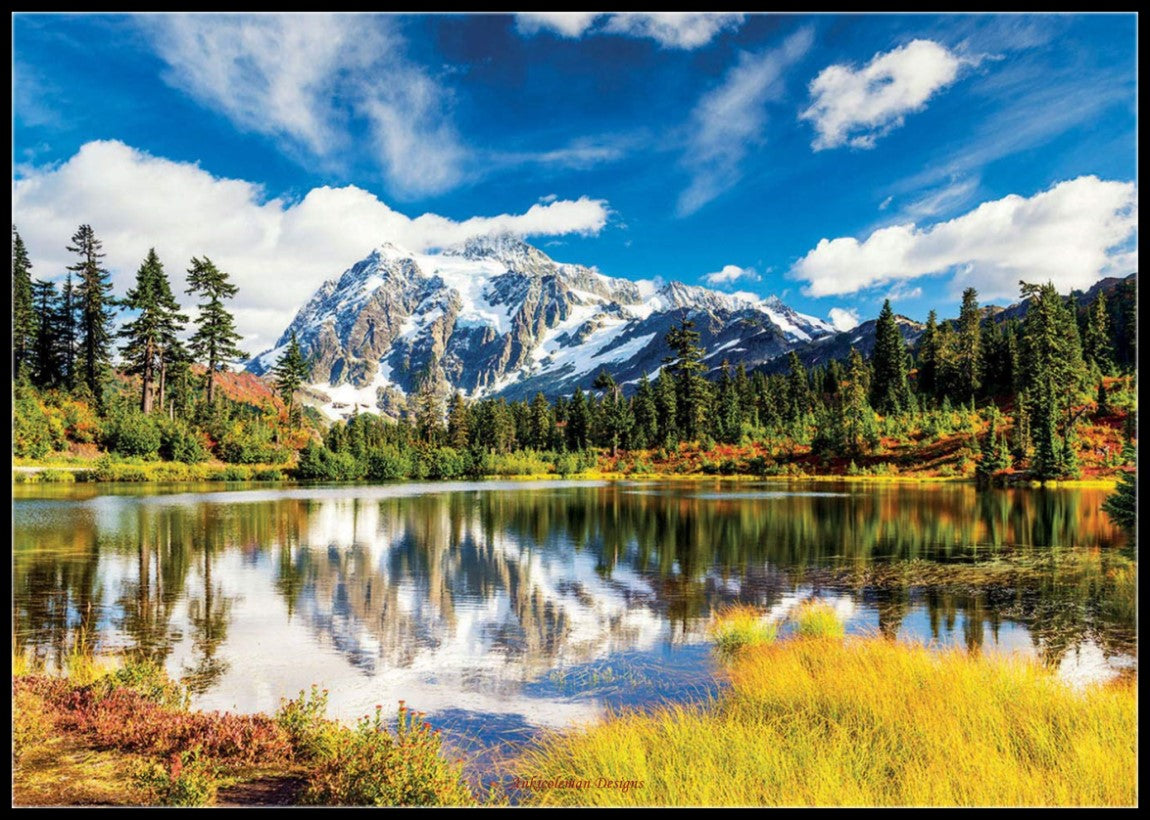 Mount Shuksan - Counted Cross Stitch Patterns Embroidery Crafts Needlework DIY Chart DMC Color