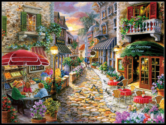 Late Afternoon in Italy - Counted Cross Stitch Patterns Embroidery Crafts Needlework DIY Chart DMC Color