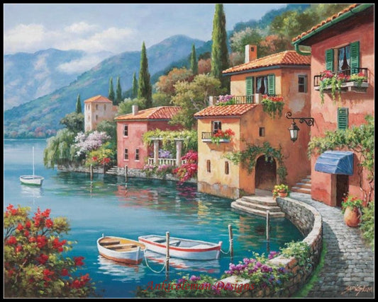 Villagio Dal Lago - Counted Cross Stitch Patterns Embroidery Crafts Needlework DIY Chart DMC Color