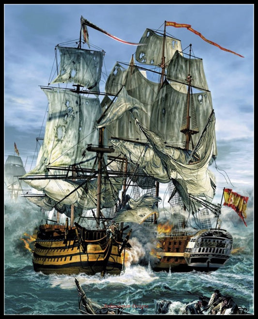 Naval Warfare - Counted Cross Stitch Patterns Embroidery Crafts Needlework DIY Chart DMC Color
