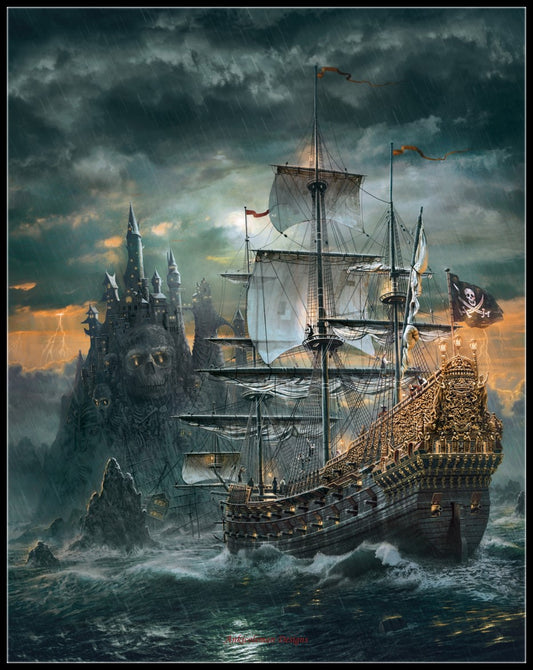 The Pirates Ship - Counted Cross Stitch Patterns Embroidery Crafts Needlework DIY Chart DMC Color