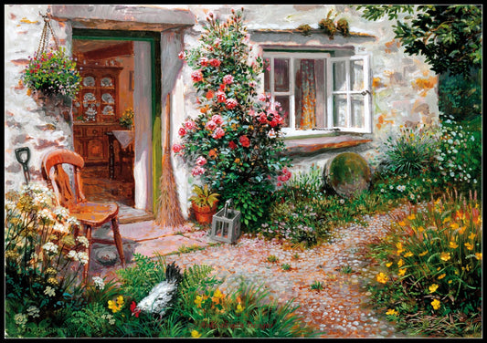 Roses around the Door - Counted Cross Stitch Patterns Embroidery Crafts Needlework DIY Chart DMC Color
