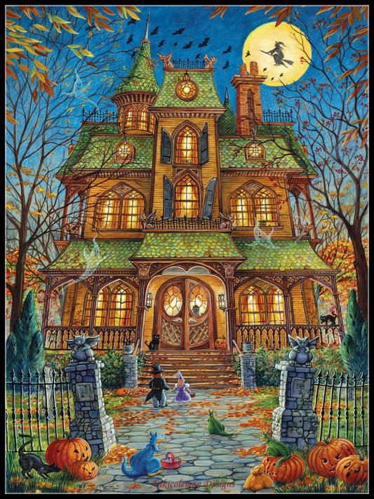 The Trick or Treat House - Counted Cross Stitch Patterns Embroidery Crafts Needlework DIY Chart DMC Color