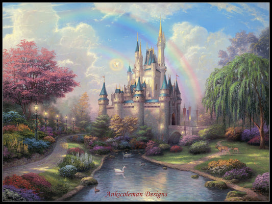 The Cinderella Castle - Counted Cross Stitch Patterns Embroidery Crafts Needlework DIY Chart DMC Color