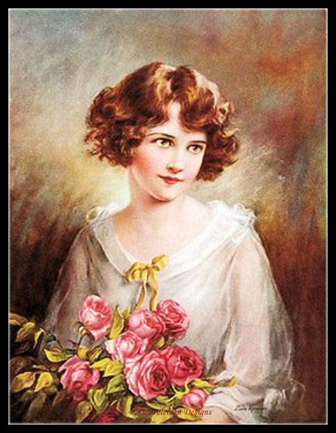 In the Month of Roses - Counted Cross Stitch Patterns Embroidery Crafts Needlework DIY Chart DMC Color