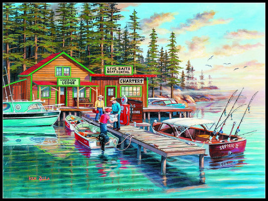 Rainy Lake - Counted Cross Stitch Patterns Embroidery Crafts Needlework DIY Chart DMC Color
