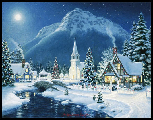 Mountain Village Christmas - Counted Cross Stitch Patterns Embroidery Crafts Needlework DIY Chart DMC Color