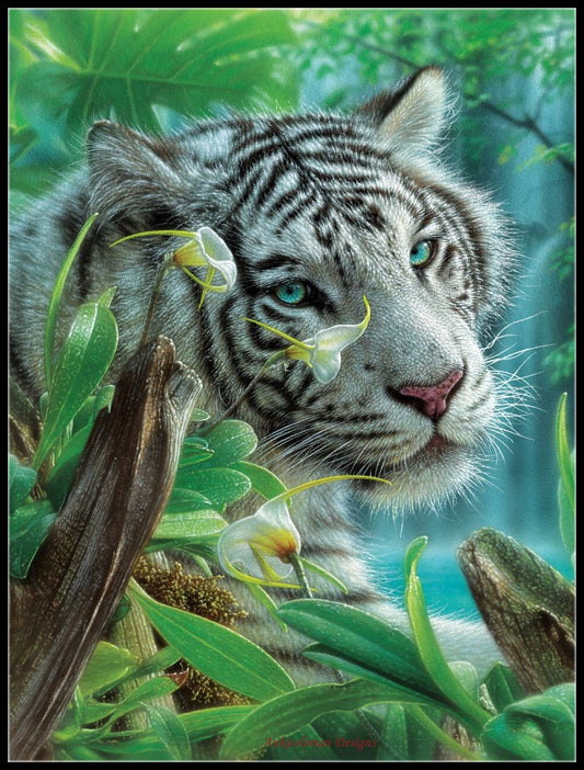 The White Tiger - Counted Cross Stitch Patterns Embroidery Crafts Needlework DIY Chart DMC Color