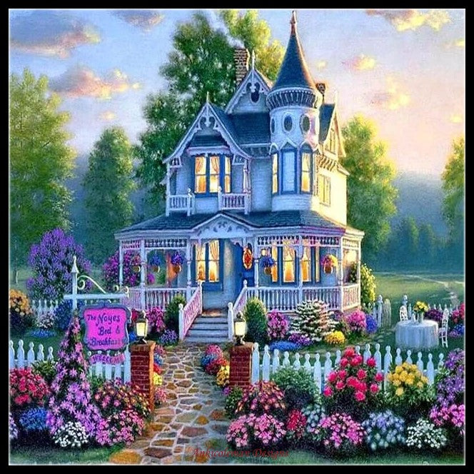Cottage Villa Garden- Counted Cross Stitch Patterns Embroidery Crafts Needlework DIY Chart DMC Color