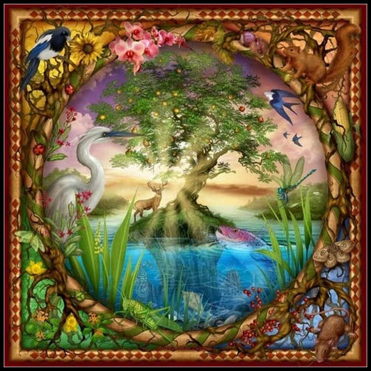 Tree of Life 4 - Counted Cross Stitch Patterns Embroidery Crafts Needlework DIY Chart DMC Color