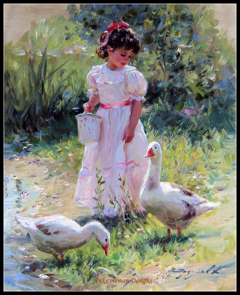 Childhood Girl 3 - Counted Cross Stitch Patterns Embroidery Crafts Needlework DIY Chart DMC Color