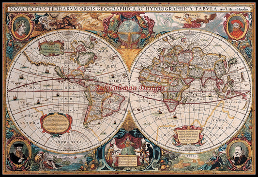 Map of the World - Counted Cross Stitch Patterns Embroidery Crafts Needlework DIY Chart DMC Color