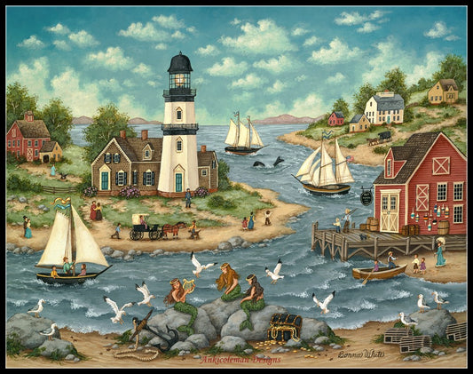 Musical Mermaids - Counted Cross Stitch Patterns Embroidery Crafts Needlework DIY Chart DMC Color