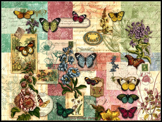 Patchwork Butterflies - Counted Cross Stitch Patterns Embroidery Crafts Needlework DIY Chart DMC Color